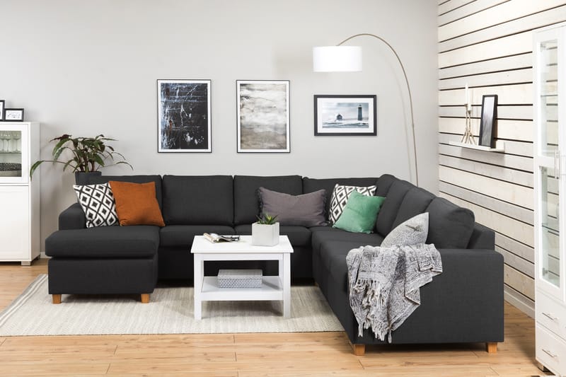 Crazy 6-sits Vänstervänd U-formad Large Hörnsoffa med divan i Tyg - Antracit - Möbler - Soffa - Hörnsoffa - Hörnsoffa med divan