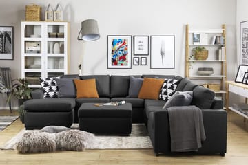 Crazy 6-sits Vänstervänd U-formad Large Hörnsoffa med divan i Tyg - Antracit - Möbler - Soffa - Hörnsoffa - Hörnsoffa med divan