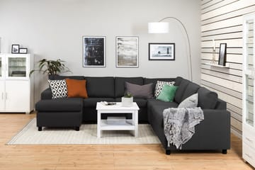 Crazy 6-sits Vänstervänd U-formad Large Hörnsoffa med divan i Tyg - Antracit - Möbler - Soffa - Hörnsoffa - Hörnsoffa med divan