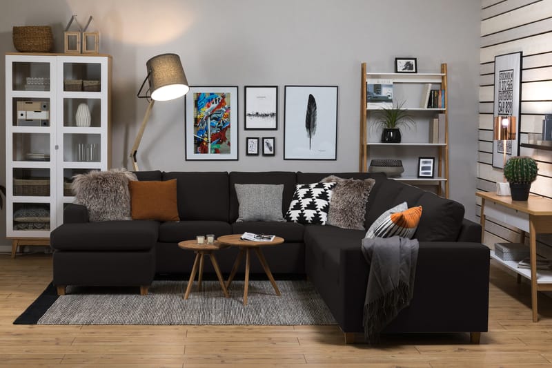 Crazy 6-sits Vänstervänd U-formad Large Hörnsoffa med divan i Tyg - Antracit - Möbler - Soffa - Hörnsoffa - Hörnsoffa med divan