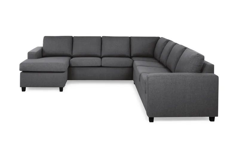 Crazy 6-sits Vänstervänd U-formad Large Hörnsoffa med divan i Tyg, Mörkgrå