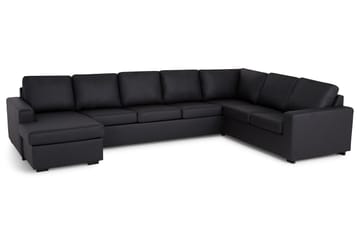 Crazy 6-sits Vänstervänd U-formad X-Large Hörnsoffa med divan i Konstläder - Svart - Möbler - Soffa - Hörnsoffa - Hörnsoffa med divan