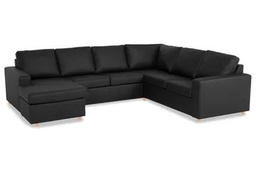 Crazy 6-sits Vänstervänd U-formad X-Large Hörnsoffa med divan i Konstläder - Svart - Möbler - Soffa - Hörnsoffa - Hörnsoffa med divan