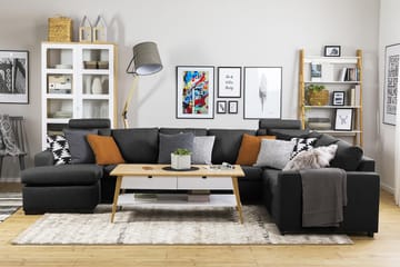 Crazy 6-sits Vänstervänd U-formad X-Large Hörnsoffa med divan i Tyg - Antracit - Möbler - Soffa - Hörnsoffa - Hörnsoffa med divan