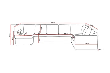Crazy 6-sits Vänstervänd U-formad X-Large Hörnsoffa med divan i Tyg - Antracit - Möbler - Soffa - Hörnsoffa - Hörnsoffa med divan