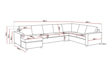Crazy 6-sits Vänstervänd U-formad X-Large Hörnsoffa med divan i Tyg - Antracit - Möbler - Soffa - Hörnsoffa - Hörnsoffa med divan
