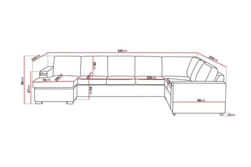 Crazy 6-sits Vänstervänd U-formad X-Large Hörnsoffa med divan i Tyg - Blå - Möbler - Soffa - Hörnsoffa - Hörnsoffa med divan