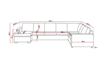 Crazy 6-sits Vänstervänd U-formad X-Large Hörnsoffa med divan i Tyg - Blå - Möbler - Soffa - Hörnsoffa - Hörnsoffa med divan