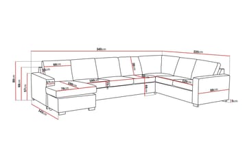 Crazy 6-sits Vänstervänd U-formad X-Large Hörnsoffa med divan i Tyg - Bl å - Möbler - Soffa - Hörnsoffa - Hörnsoffa med divan