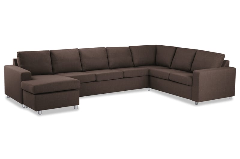 Crazy 6-sits Vänstervänd U-formad X-Large Hörnsoffa med divan i Tyg - Brun - Möbler - Soffa - Hörnsoffa - Hörnsoffa med divan