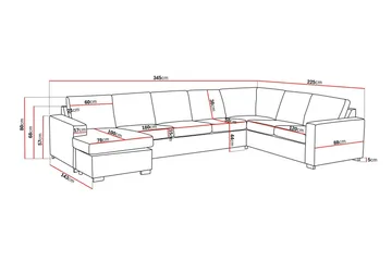 Crazy 6-sits Vänstervänd U-formad X-Large Hörnsoffa med divan i Tyg - Brun - Möbler - Soffa - Hörnsoffa - Hörnsoffa med divan