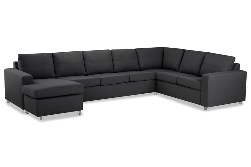 Crazy 6-sits Vänstervänd U-formad X-Large Hörnsoffa med divan i Tyg - Mörkgrå - Möbler - Soffa - Hörnsoffa - Hörnsoffa med divan