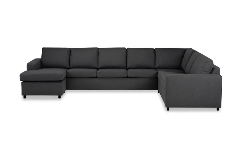 Crazy 6-sits Vänstervänd U-formad X-Large Hörnsoffa med divan i Tyg, Mörkgrå