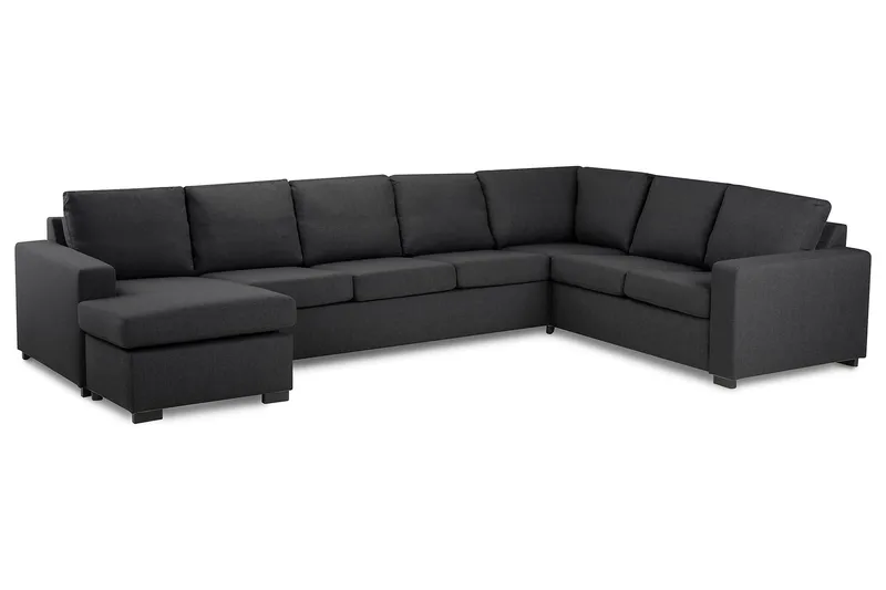 Crazy 6-sits Vänstervänd U-formad X-Large Hörnsoffa med divan i Tyg - Mörkgrå - Möbler - Soffa - Hörnsoffa - Hörnsoffa med divan