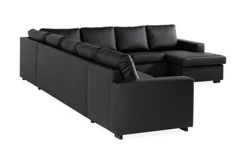 Crazy 7-sits Högervänd U-formad XX-Large Hörnsoffa med divan i Konstläder - Svart - Möbler - Soffa - Hörnsoffa - Hörnsoffa med divan