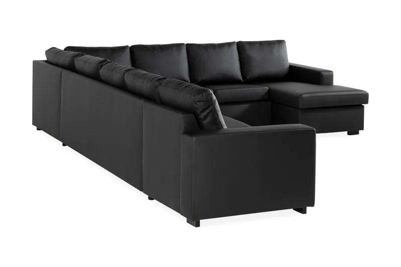 Crazy 7-sits Högervänd U-formad XX-Large Hörnsoffa med divan i Konstläder - Svart - Möbler - Soffa - Hörnsoffa - Hörnsoffa med divan