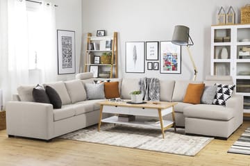Crazy 7-sits Högervänd U-formad XX-Large Hörnsoffa med divan i Tyg - Beige - Möbler - Soffa - Hörnsoffa - Hörnsoffa med divan