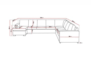 Crazy 7-sits Högervänd U-formad XX-Large Hörnsoffa med divan i Tyg - Blå - Möbler - Soffa - Hörnsoffa - Hörnsoffa med divan
