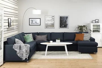 Crazy 7-sits Högervänd U-formad XX-Large Hörnsoffa med divan i Tyg - Blå - Möbler - Soffa - Hörnsoffa - Hörnsoffa med divan