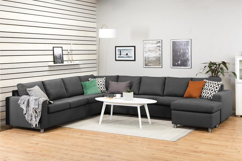 Crazy 7-sits Högervänd U-formad XX-Large Hörnsoffa med divan i Tyg - Mörkgrå - Möbler - Soffa - Hörnsoffa - Hörnsoffa med divan