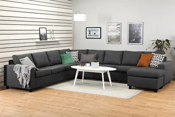 Crazy 7-sits Högervänd U-formad XX-Large Hörnsoffa med divan i Tyg - Mörkgrå - Möbler - Soffa - Hörnsoffa - Hörnsoffa med divan