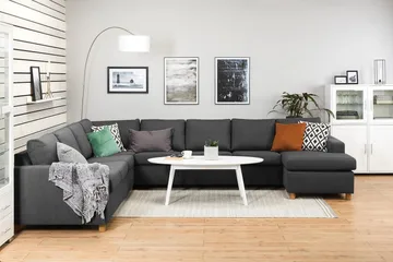 Crazy 7-sits Högervänd U-formad XX-Large Hörnsoffa med divan i Tyg - Mörkgrå - Möbler - Soffa - Hörnsoffa - Hörnsoffa med divan