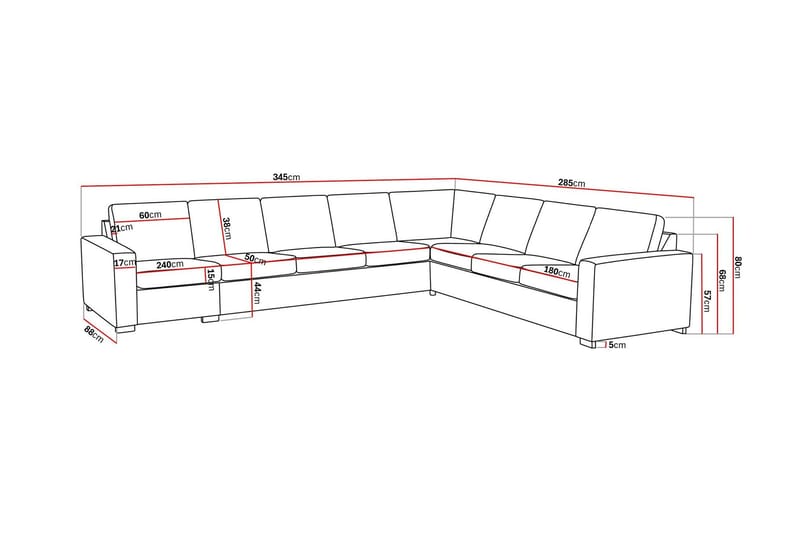Crazy 7-sits Vändbar L-formad XX-Large Hörnsoffa i Konstläder - Svart - Möbler - Soffa - Skinnsoffa