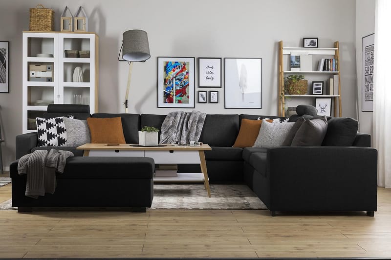 Crazy 7-sits Vändbar L-formad XX-Large Hörnsoffa i Tyg - Antracit - Möbler - Soffa - Hörnsoffa