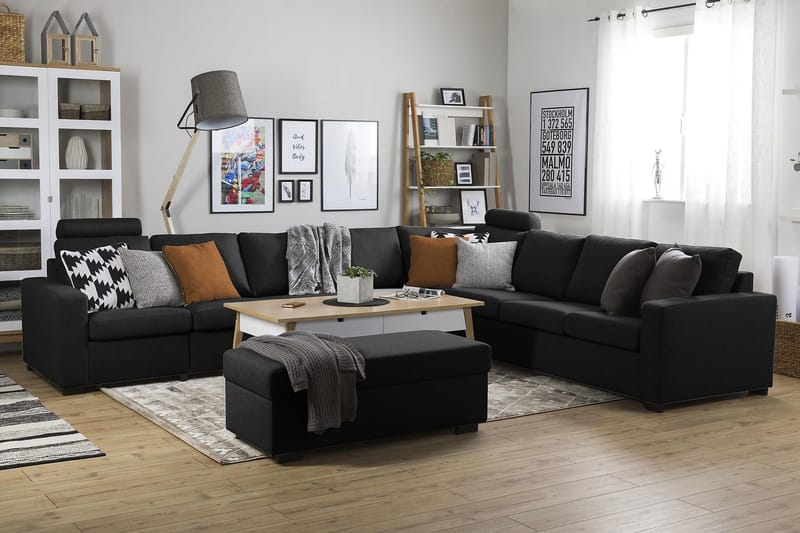 Crazy 7-sits Vändbar L-formad XX-Large Hörnsoffa i Tyg - Antracit - Möbler - Soffa - Hörnsoffa
