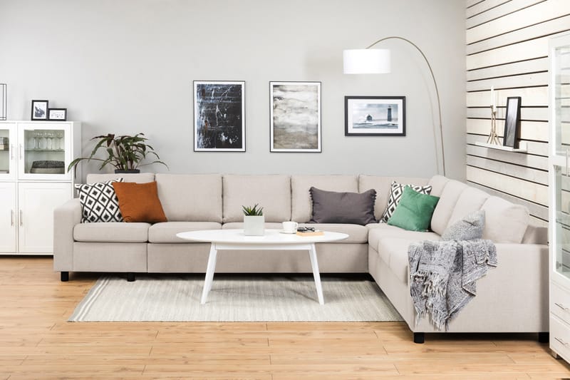 Crazy 7-sits Vändbar L-formad XX-Large Hörnsoffa i Tyg - Beige - Möbler - Soffa - Hörnsoffa