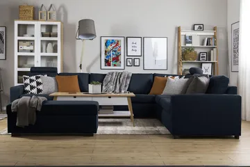 Crazy 7-sits Vändbar L-formad XX-Large Hörnsoffa i Tyg - Blå - Möbler - Soffa - Hörnsoffa