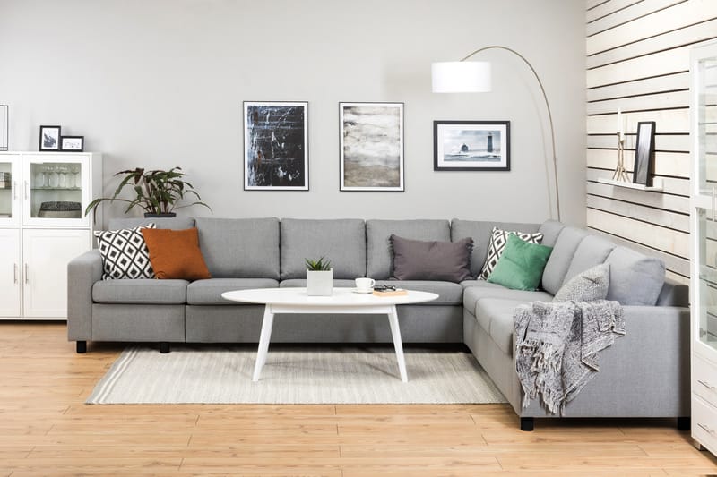 Crazy 7-sits Vändbar L-formad XX-Large Hörnsoffa i Tyg - Grå - Möbler - Soffa - Hörnsoffa