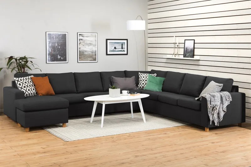 Crazy 7-sits Vändbar U-formad XX-Large Hörnsoffa med divan i Tyg - Antracit - Möbler - Soffa - Hörnsoffa - Hörnsoffa med divan
