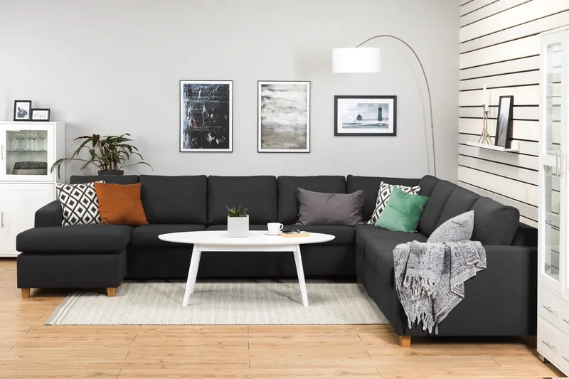 Crazy 7-sits Vändbar U-formad XX-Large Hörnsoffa med divan i Tyg - Antracit - Möbler - Soffa - Hörnsoffa - Hörnsoffa med divan