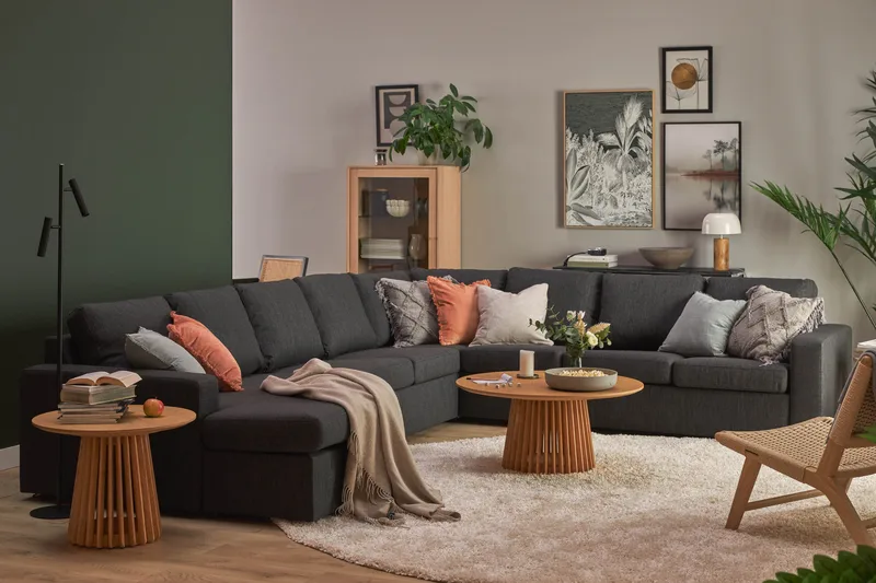 Crazy 7-sits Vändbar U-formad XX-Large Hörnsoffa med divan i Tyg - Antracit - Möbler - Soffa - Hörnsoffa - Hörnsoffa med divan