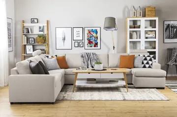 Crazy 7-sits Vändbar U-formad XX-Large Hörnsoffa med divan i Tyg - Beige - Möbler - Soffa - Hörnsoffa - Hörnsoffa med divan