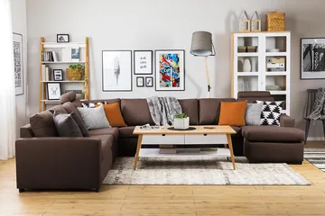 Crazy 7-sits Vändbar U-formad XX-Large Hörnsoffa med divan i Tyg - Brun - Möbler - Soffa - Hörnsoffa - Hörnsoffa med divan