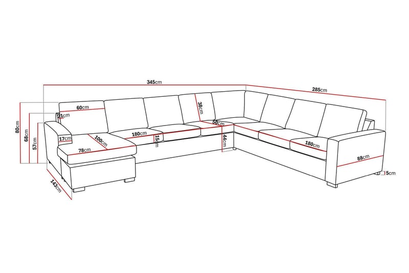 Crazy 7-sits Vändbar U-formad XX-Large Hörnsoffa med divan i Tyg - Brun - Möbler - Soffa - Hörnsoffa - Hörnsoffa med divan