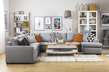 Crazy 7-sits Vändbar U-formad XX-Large Hörnsoffa med divan i Tyg - Grå - Möbler - Soffa - Hörnsoffa - Hörnsoffa med divan