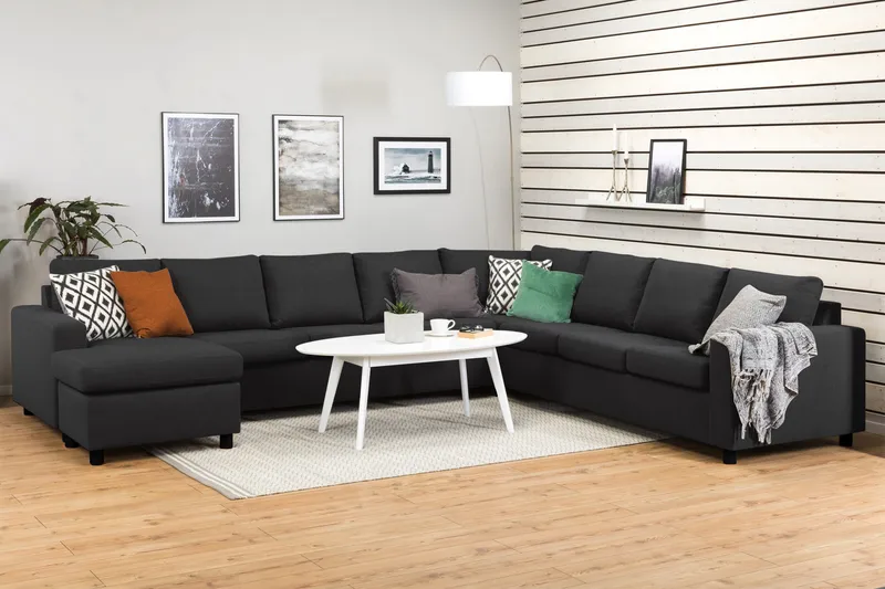 Crazy 7-sits Vändbar U-formad XX-Large Hörnsoffa med divan i Tyg - Mörkgrå / Antracit - Möbler - Soffa - Hörnsoffa - Hörnsoffa med divan