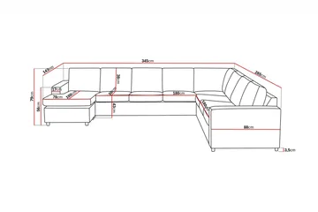 Crazy 7-sits Vändbar U-formad XX-Large Hörnsoffa med divan i Tyg - Mörkgrå / Antracit - Möbler - Soffa - Hörnsoffa - Hörnsoffa med divan