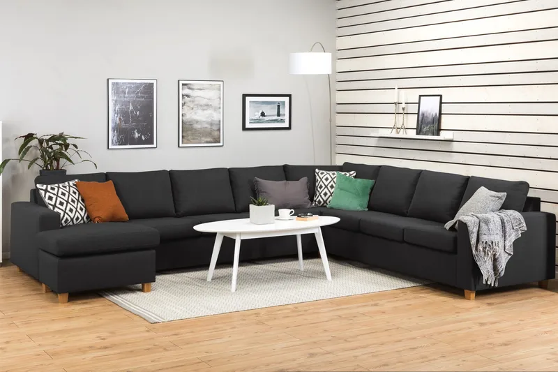 Crazy 7-sits Vändbar U-formad XX-Large Hörnsoffa med divan i Tyg - Mörkgrå / Antracit - Möbler - Soffa - Hörnsoffa - Hörnsoffa med divan