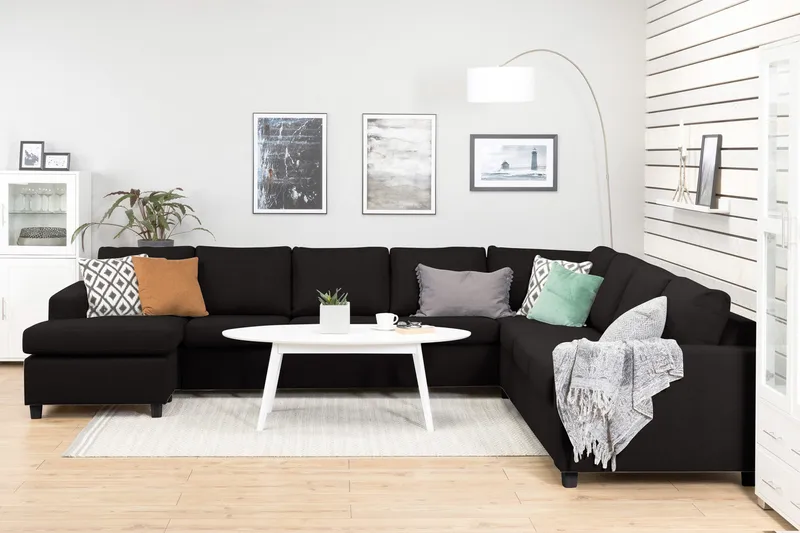 Crazy 7-sits Vändbar U-formad XX-Large Hörnsoffa med divan i Tyg - Mörkgrå / Antracit - Möbler - Soffa - Hörnsoffa - Hörnsoffa med divan