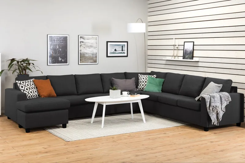 Crazy 7-sits Vändbar U-formad XX-Large Hörnsoffa med divan i Tyg - Mörkgrå / Antracit - Möbler - Soffa - Hörnsoffa - Hörnsoffa med divan