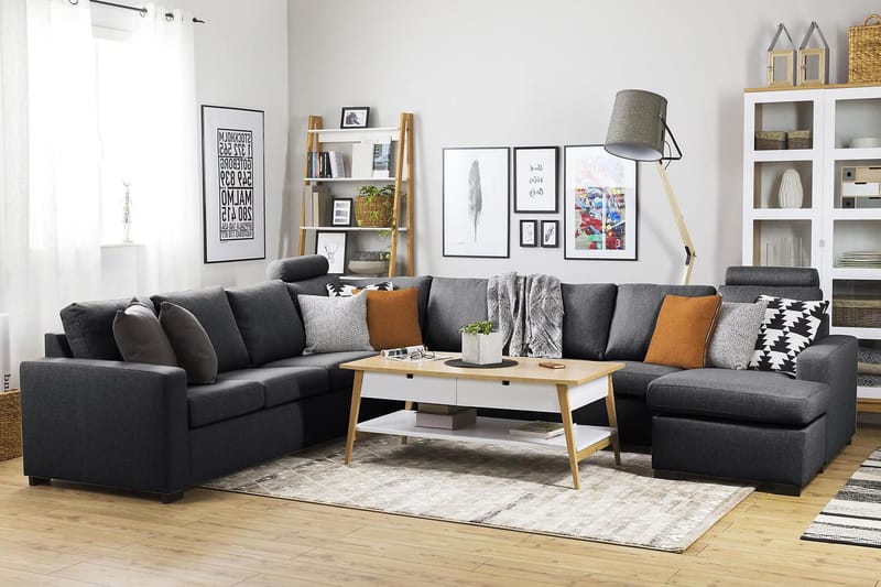 Crazy 7-sits Vändbar U-formad XX-Large Hörnsoffa med divan i Tyg - Mörkgrå - Möbler - Soffa - Hörnsoffa - Hörnsoffa med divan