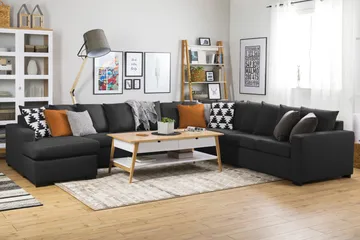 Crazy 7-sits Vänstervänd U-formad XX-Large Hörnsoffa med divan i Tyg - Antracit - Möbler - Soffa - Hörnsoffa - Hörnsoffa med divan