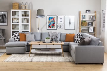 Crazy 7-sits Vänstervänd U-formad XX-Large Hörnsoffa med divan i Tyg - Grå - Möbler - Soffa - Hörnsoffa - Hörnsoffa med divan