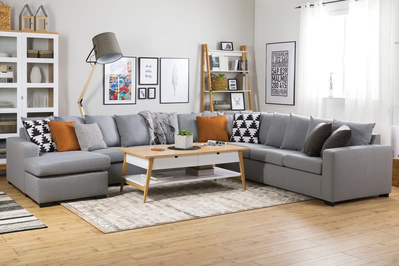 Crazy 7-sits Vänstervänd U-formad XX-Large Hörnsoffa med divan i Tyg - Grå - Möbler - Soffa - H�örnsoffa - Hörnsoffa med divan