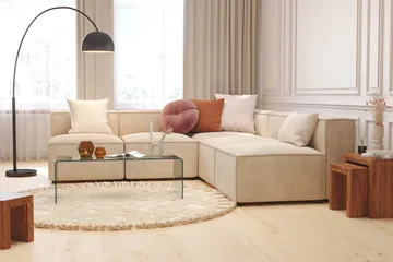 Cubo 5-sits L-formad Djup Modulhörnsoffa i Manchester - Beige - Möbler - Soffa - Hörnsoffa