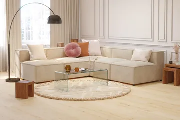 Cubo 5-sits L-formad Djup Modulhörnsoffa i Manchester - Beige - Möbler - Soffa - Hörnsoffa